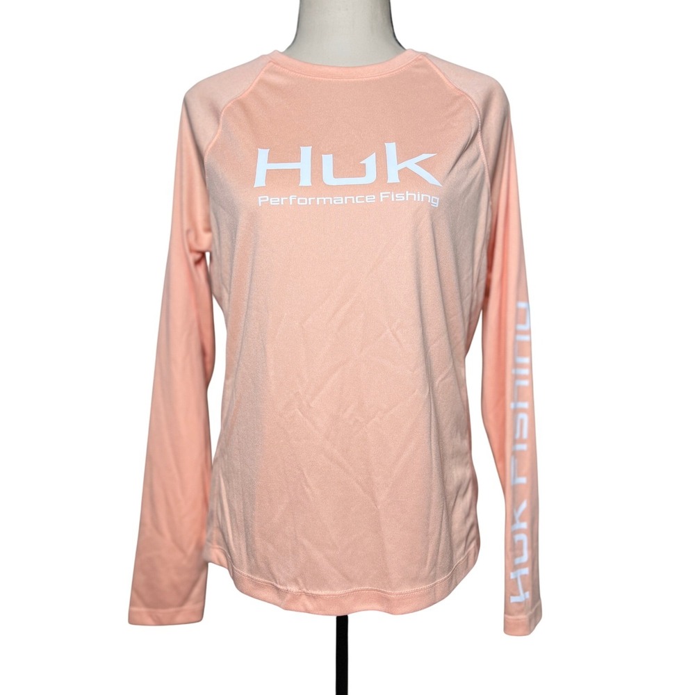 Huk Pursuit Heather Long Sleeve Performance Crewneck Women's‎ Small 50+ UPF